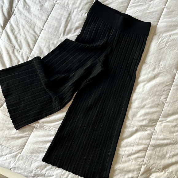 Twin-set Knitted Crop Trousers Black & Metallic Size Small - Picture 2 of 11